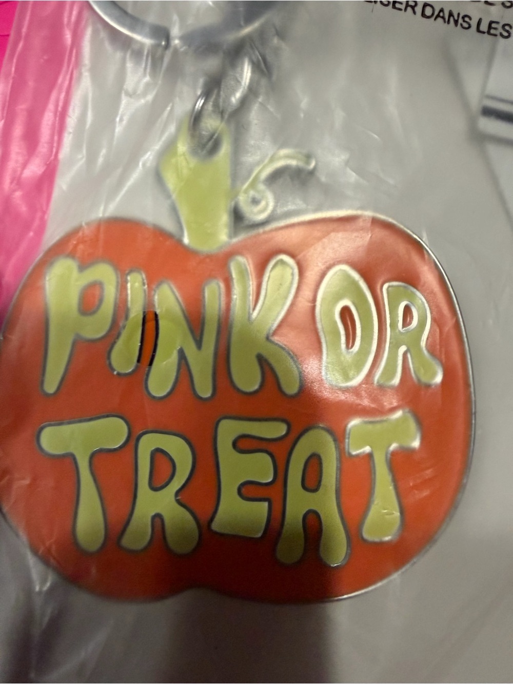 PINK Victoria's Secret Orange & Lime 'PINK OR TREAT' Pumpkin Keychain